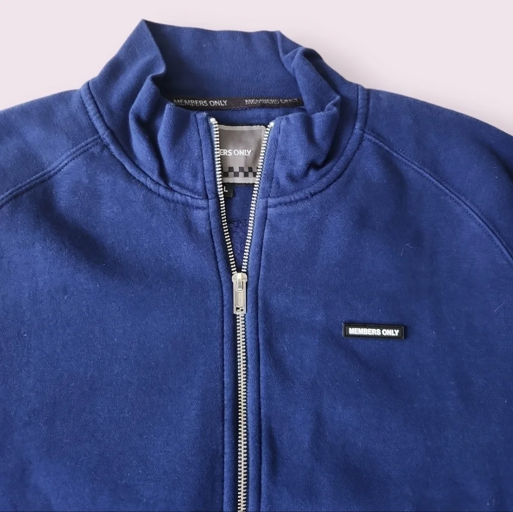Members Only | EUC Blue Basic Fleece Full Zip Jacket Size Men's L‎